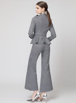 Women's Double Breasted Houndstooth Pant Suit