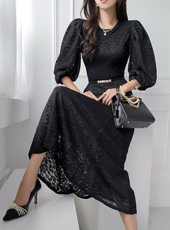 Glamorous Water Soluble Lace 3/4 Sleeve Maxi Dresses