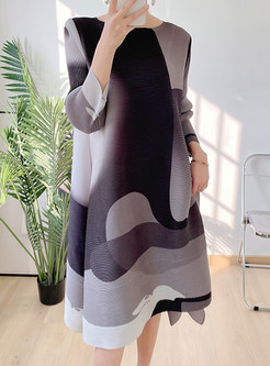 Allover Print Asymmetrical Plus Size Dresses