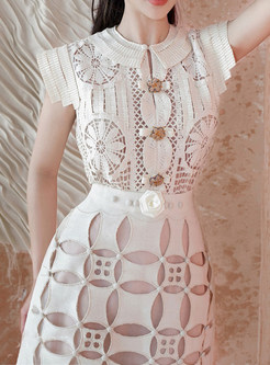 Sweet & Cute Openwork High Waisted Mini Dresses