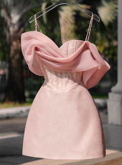 Fashion Pink Chic Mini Party Slip Dresses