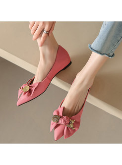Women's Bow Pointed Toe Flat Shoes