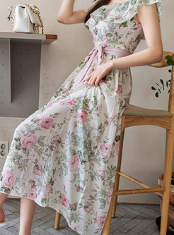 Women Off Shoulder Floral Summer Midi Dresses