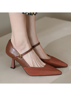 Pointed Toe Contrasting Low Heels Women Dress Shoes