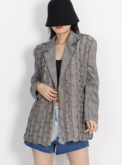 Fashion Checkerboard Textured Women's Blazers