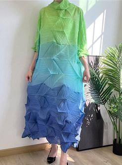 Rib-Knit Gradient Long Sleeve Plus Size Dresses