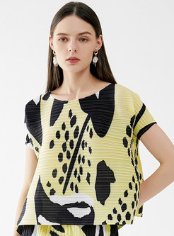 Scoop Neck Color Contrast Pullovers Summer Tops For Women