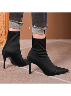 Minimalist Pointed Toe PU Splicing Bootie For Women