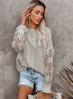 Dreamy Openwork Solid Color Relaxed Knitted Jumper For Women
