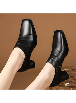 Square Heel Deep-Front Slip-On Style Women Shoes
