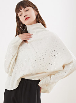 Women's Long Sleeve High Neck Casual Sweater