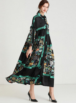 Women's Long Sleeve Printing Casual Maxi Dresses