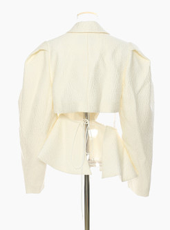 Large Lapels Drawstring Waist Cutout Irregular Jackets For Women