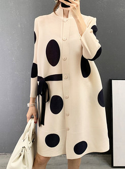 Women's Button Down Dot Print Casual Coat