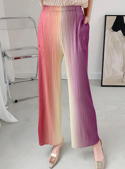 Comfort Gradient Pleated Cropped Pants For Women
