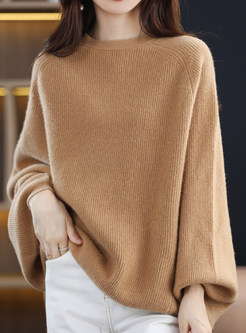 Women's Comfort Solid Color Pullovers Knitted Jumper