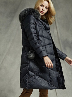 Large Lapels Thickened Knee Length Womens Down Jackets
