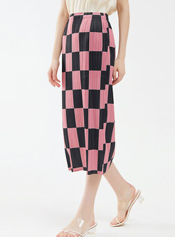 Summer Checkerboard Midi Skirt