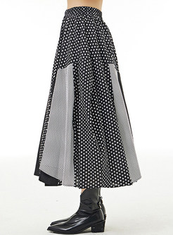 Oversize Polka Dot Striped Patchwork Maxi Skirts