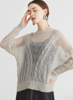 Women's Long Sleeve Oversize Mohair Sweater