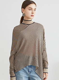 Women's Oversize Casual Striped Knit Top