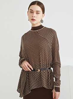 Women's Oversize Casual Striped Knit Top