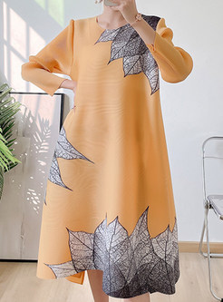 Year-Round Geometric Patch Oversize Long Sleeve Dresses