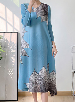 Year-Round Geometric Patch Oversize Long Sleeve Dresses