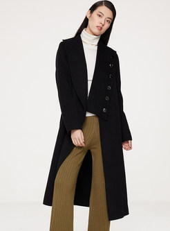 Asymmetrical Lapel Solid Color Womens OverCoats