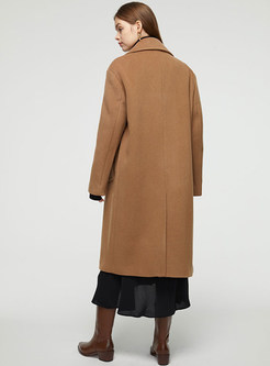 Ladies Large Lapels Cashmere-Blend Double-Breasted Camel Coats