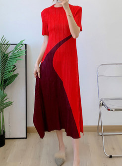 Comfort Color-Blocked Short Sleeve Midi Dresses