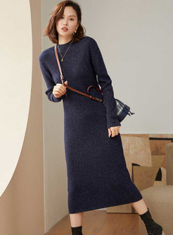 Casual Wool Blend Bodycon Knitted Dresses