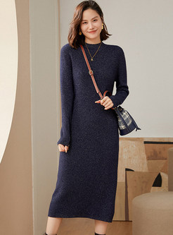 Casual Wool Blend Bodycon Knitted Dresses