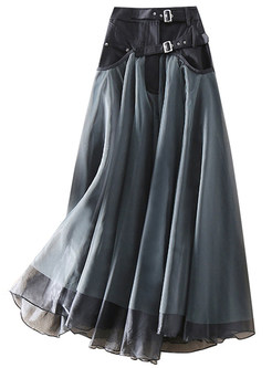 Organza Patch High Waisted Long Skirts For Women