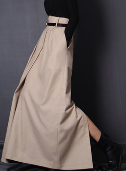 Elegant Splicing Floor Length Solid Color Long Skirts For Women