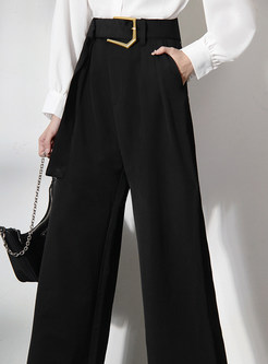 High Waisted Belted Premium Suit Pants For Women