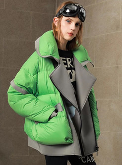 Chicwish Color-Blocked Large Lapels Womens Down Jackets