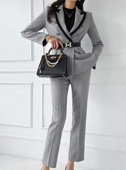 Women's Work Houndstooth Dress Pant Suits