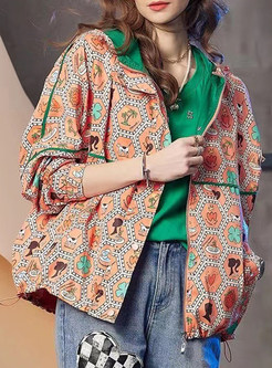 Stylish Zipped All Over Print Hooded Jackets For Women