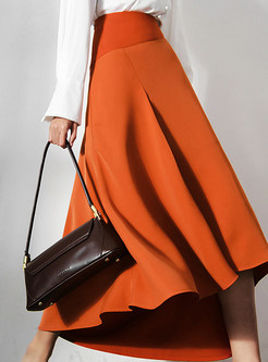 Romance Satin Irregular Solid Color Midi Skirts For Women