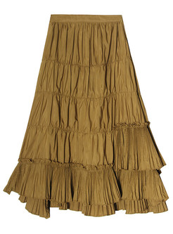 New Look Irregular Pleated Mid Length Skirts For Women