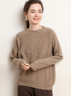 Women's Crewneck Long Sleeve Cable Knit Sweaters