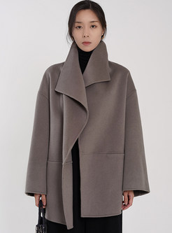 Large Lapels Long Sleeve Cashmere Womens Coats