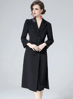 Large Lapels Embroidered Double-Breasted Cocktail Dresses