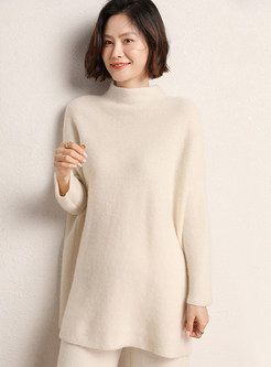 Soft Solid Color Cashmere Slouchy Knitted Jumper