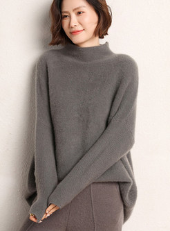 Soft Solid Color Cashmere Slouchy Knitted Jumper