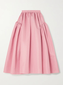 Sweet & Cute Big Hem Pink Midi Skirts For Women