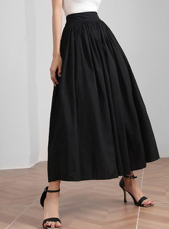 Glamorous Oversize Big Hem Solid Color Black Skirts