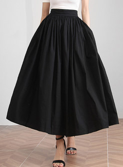 Glamorous Oversize Big Hem Solid Color Black Skirts