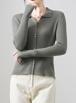 Women's Long Sleeve Button Down Knit Top